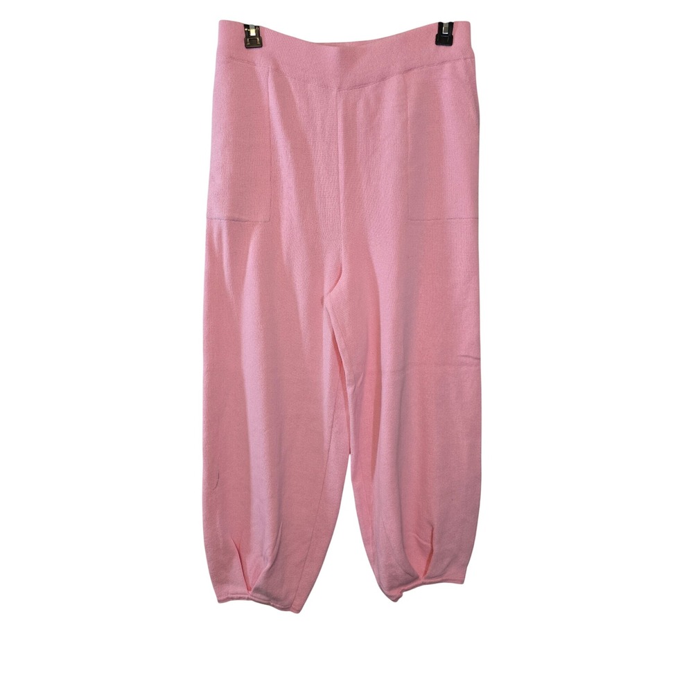 Entro Pink Cotton Knit Jogger Pants High Rise Tulip Hem P22302P XL NWOT